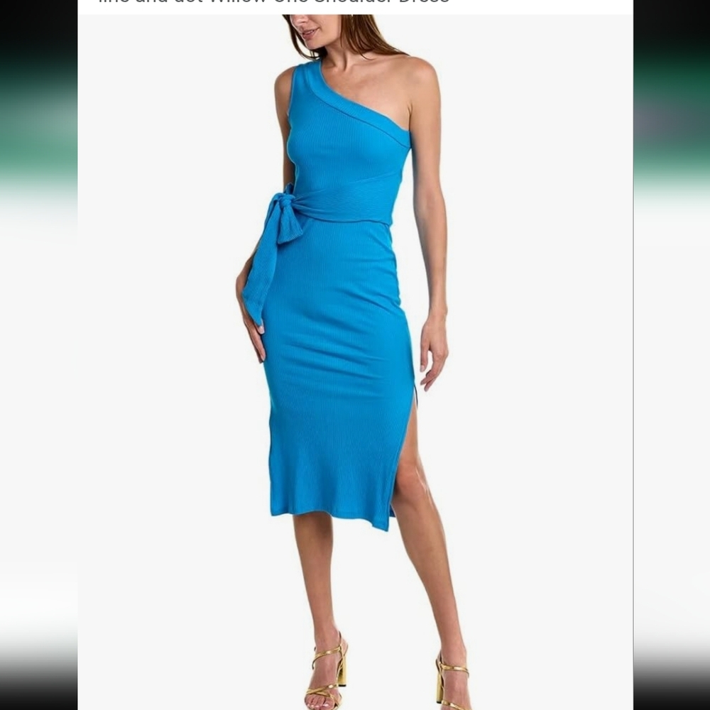 Line & Dot One Shoulder Willow Dress Turquoise Size XS